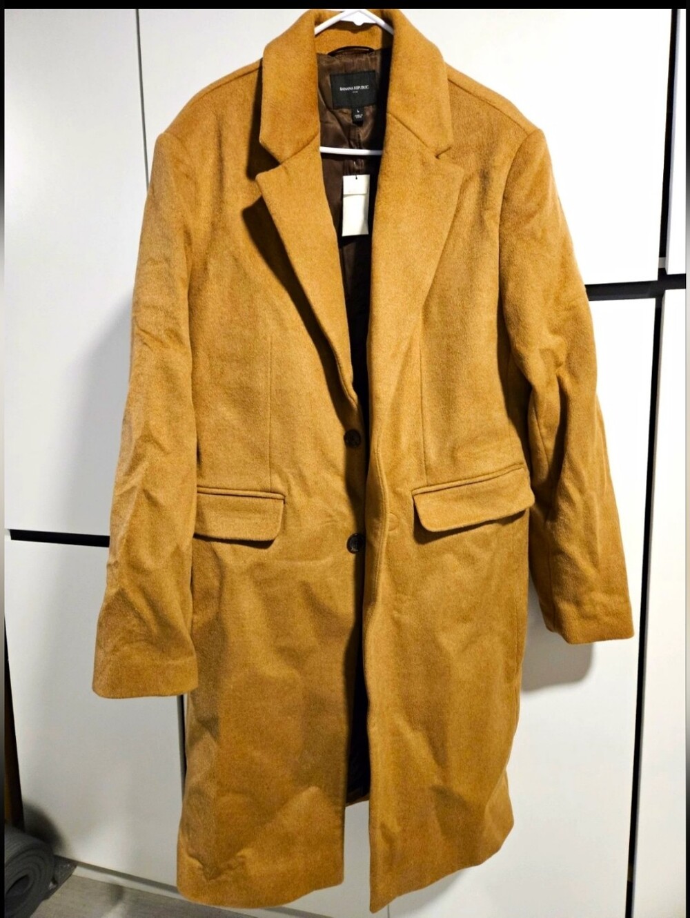 Banana Republic Camel Tan Single-Breasted Wool Coat